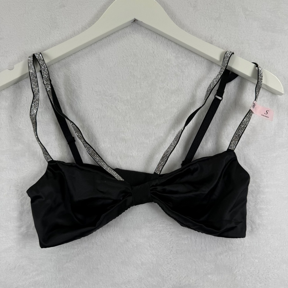 Victorias Secret Very Sexy Unlined Shine Strap Bralette Black S 11230619